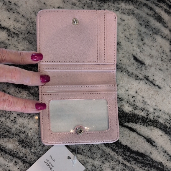 Betsey Johnson Lilac Compact Quilted Ribbon with Heart Accent Wallet - Picture 3 of 5